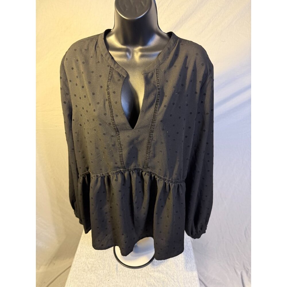 Whimsygoth Women’s Black Babydoll Tunic Top Shirt Blouse Plus‎ XXL 2X Gothic